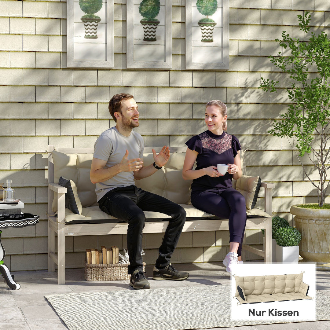 Udendørs hyndesæt til bænk eller verandagynge, tofarvet, polyester, skum, 180 x 110 x 8 cm, beige+sort