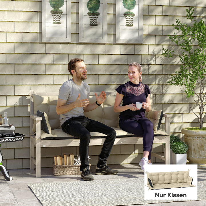 Udendørs hyndesæt til bænk eller verandagynge, tofarvet, polyester, skum, 180 x 110 x 8 cm, beige+sort