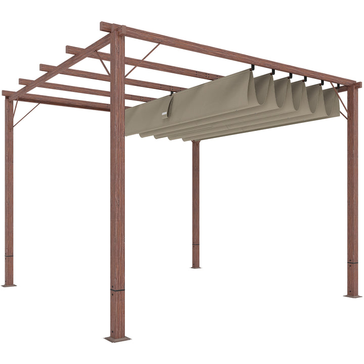 3 X 3 m havepergola, justerbart terrassetag, aluminiumsramme, upf 30+ solbeskyttelse, naturtræ