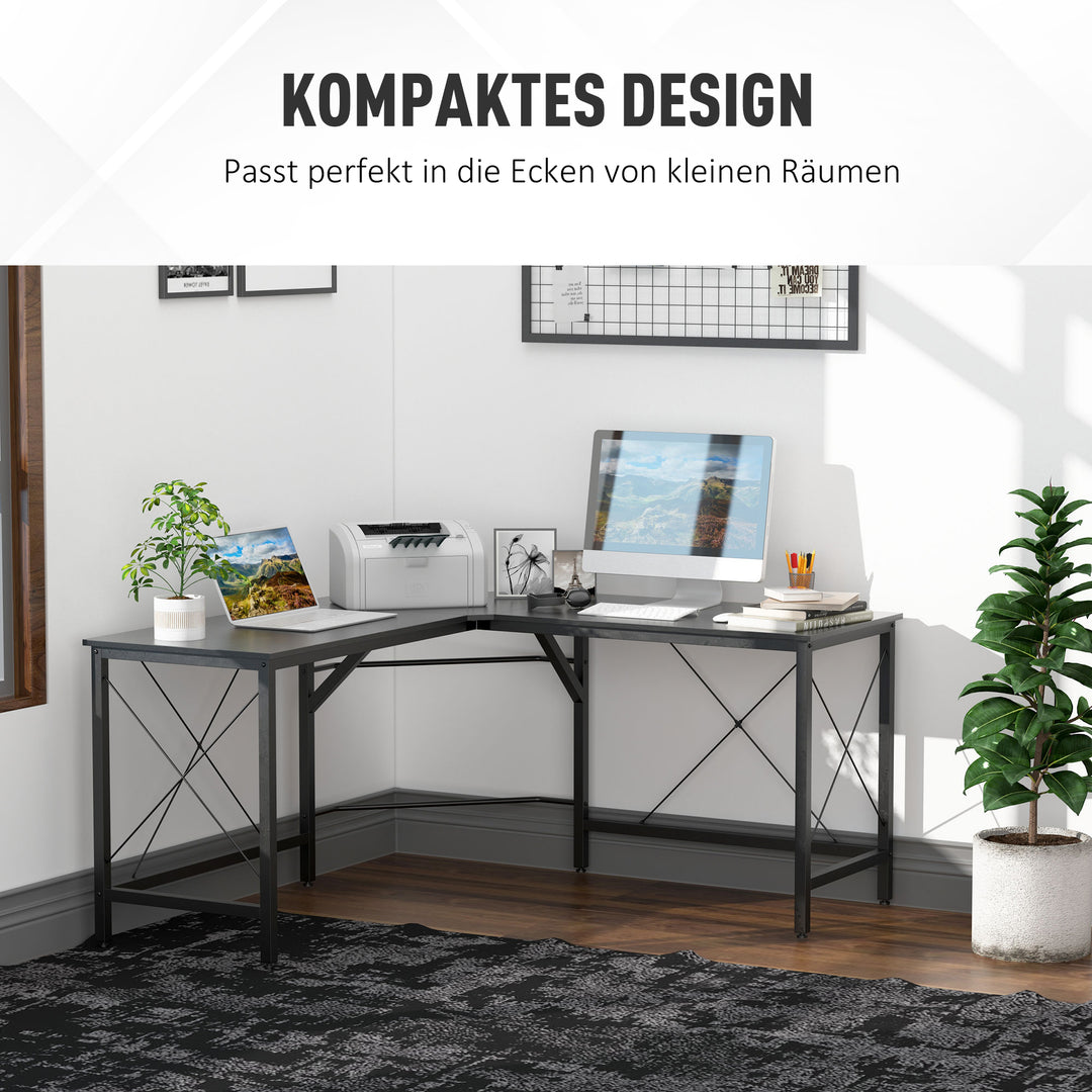 Computerbord l-formet hjørnebord mdf sort 150 x 150 x 76 cm