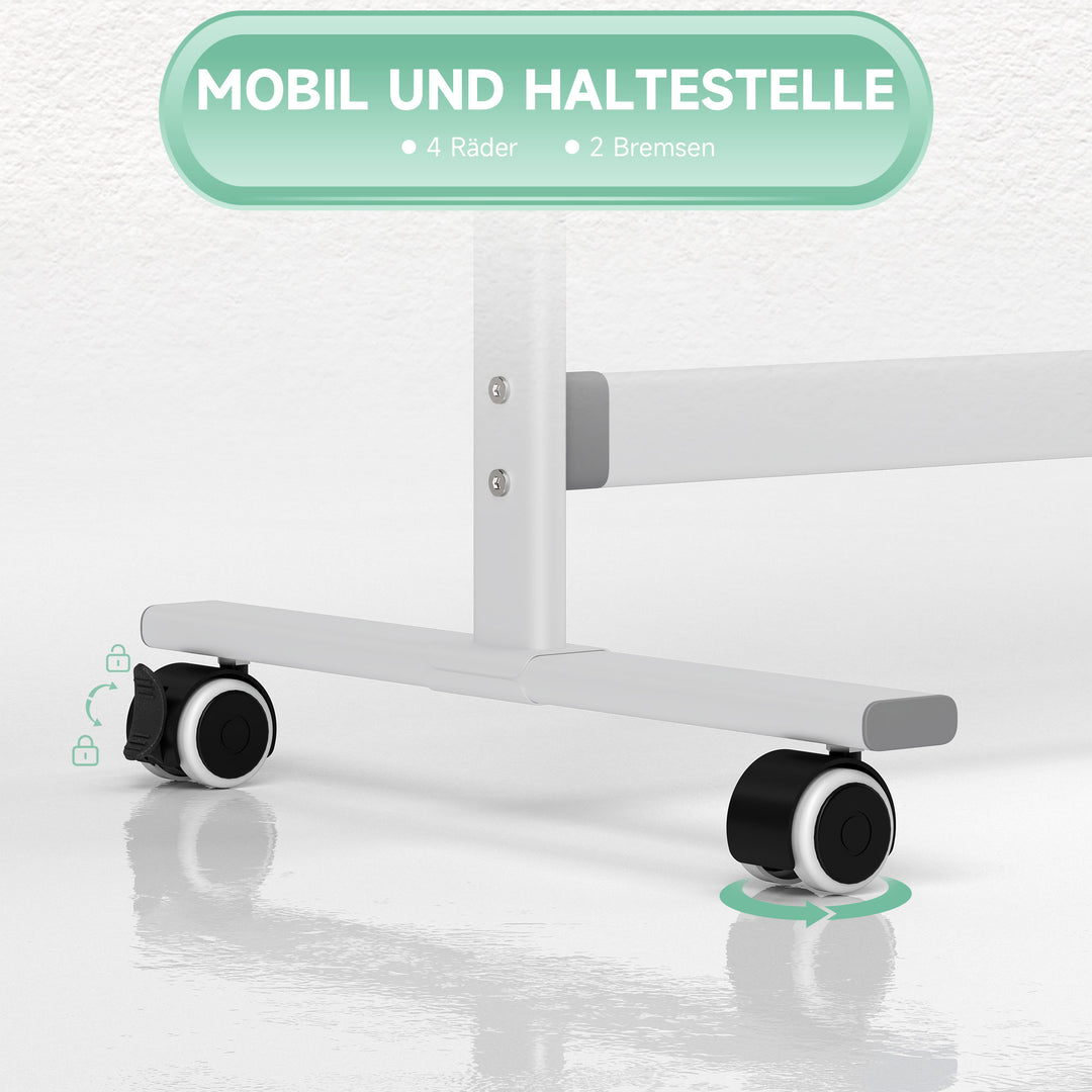 Whiteboardtavle, 120 x 90 cm, magnetisk, roterbar, mobil, inkl. tusch og svamp, metalramme, hvid