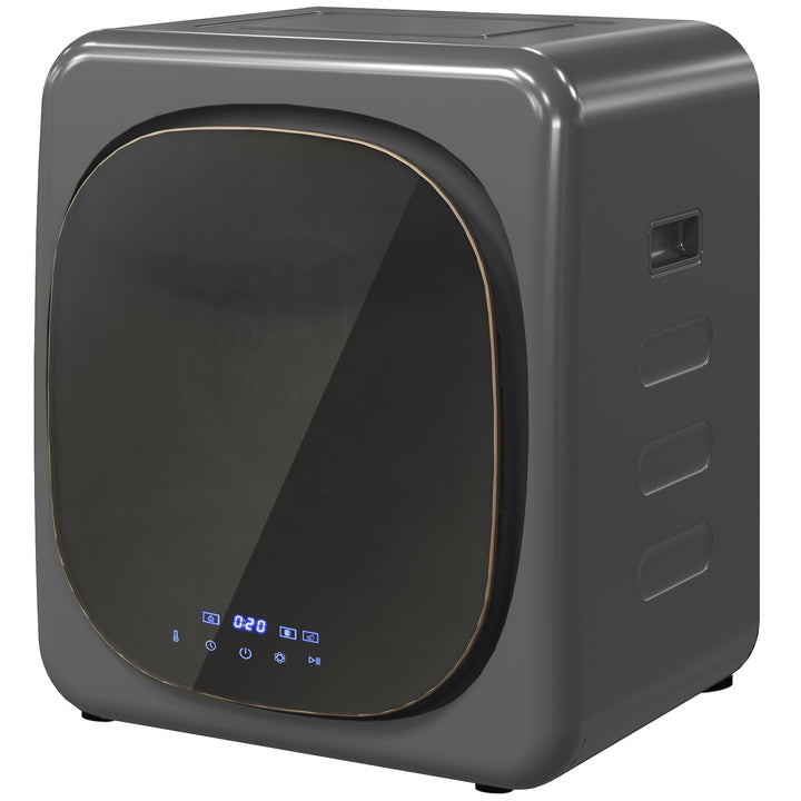 Tørretumbler med uv-desinfektion, kompakt design, 4 kg kapacitet, rustfrit stål, grå