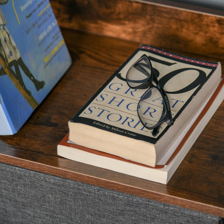 Kommode med 4 skuffer i linned med hyldegreb, sort