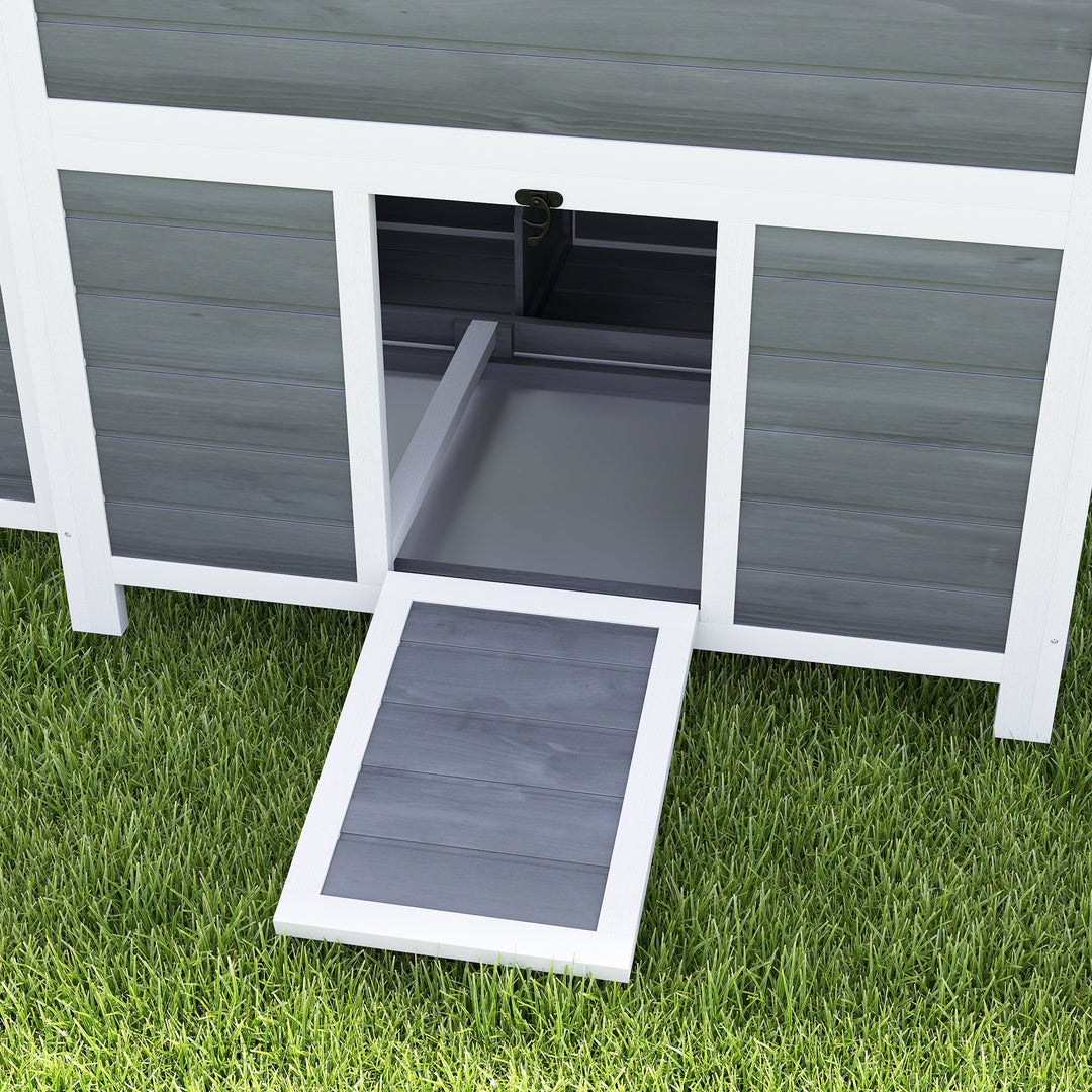 Hønsehus med redekasse til 4-6 kyllinger, vandtæt tag, grantræ, plastik, 100 x 86 x 100 cm, lysegrå