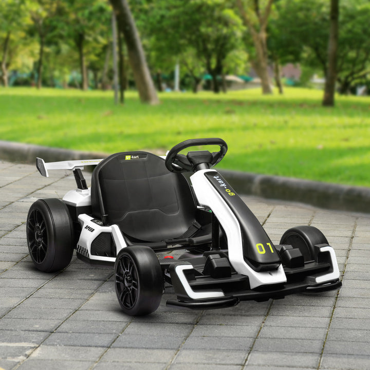 24V elektrisk gokart til børn med driftfunktion, 6-12 år, hvid