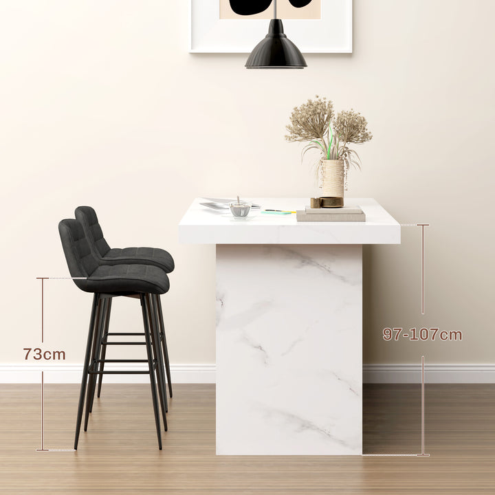 Barstole sæt med 2, smukt quiltet, betræk af kunstlæder, 98 cm, op til 120 kg, antracit