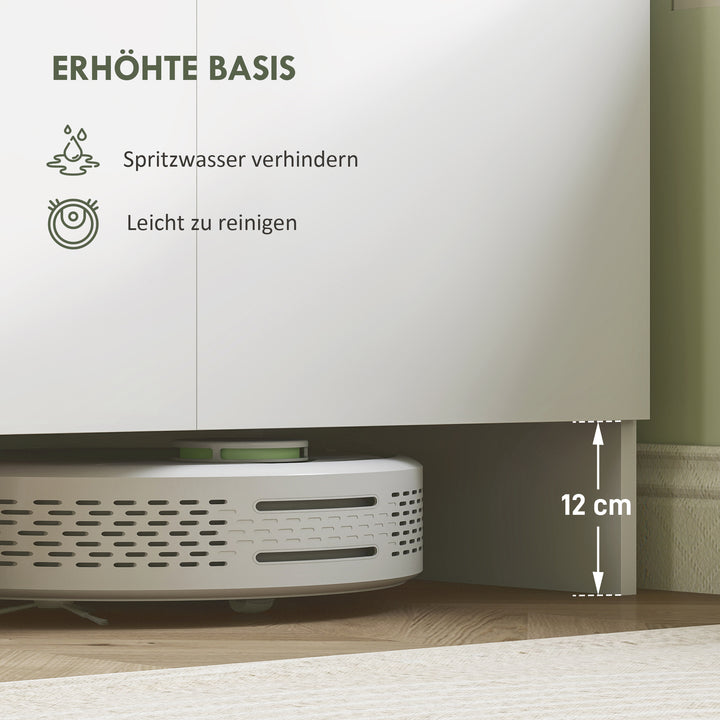 Køkkenskab, 4 skabe, 6 døre, 12 hængsler, bordplade, spånplade, hvid