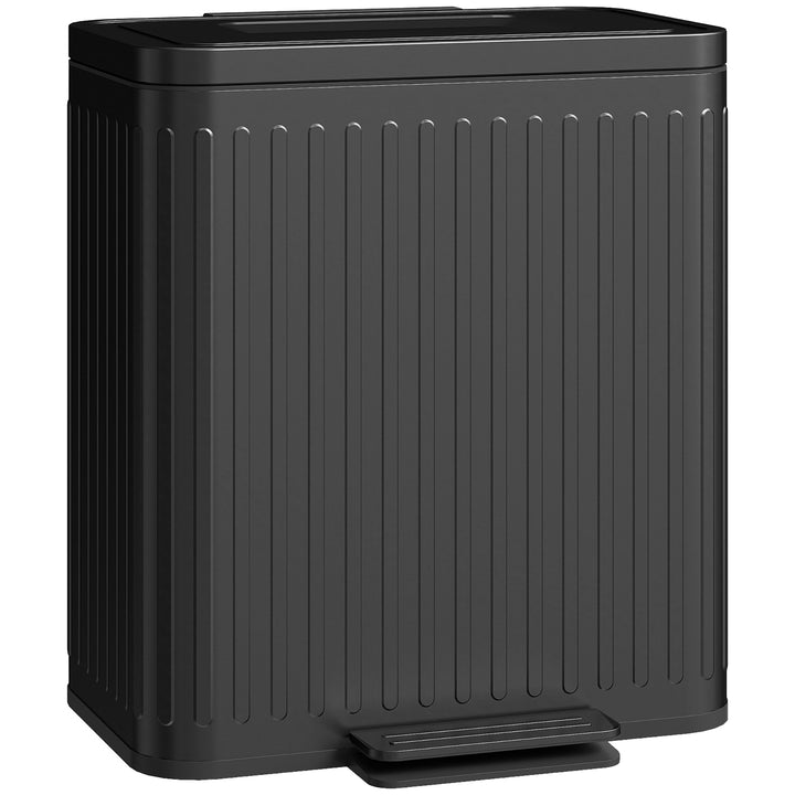Køkkenaffaldsspand, 2 x 20 L rum, effektiv affaldssortering, fodpedal, plast, metal, sort