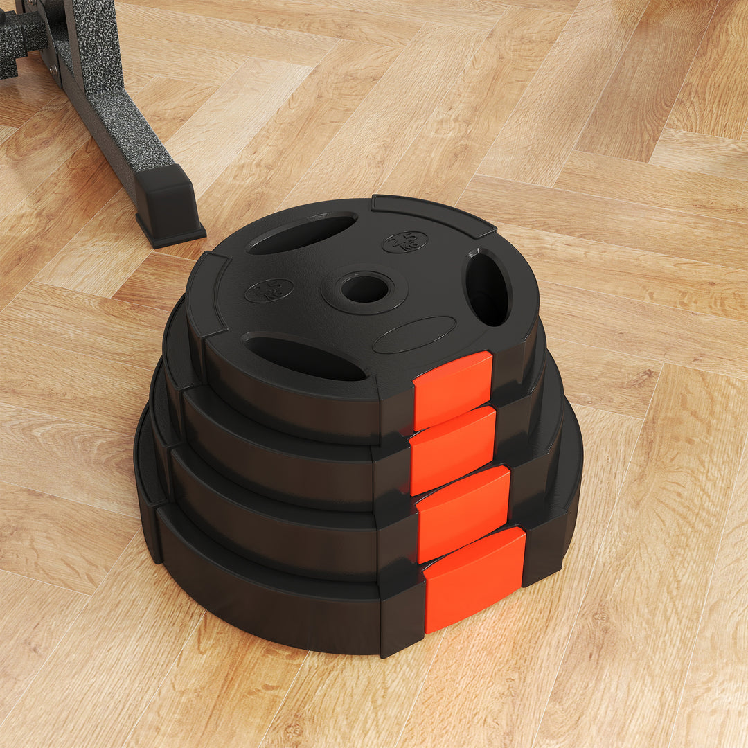 4-delt vægtskivessæt til træning, fitnesscenter, hjemmetræning, styrketræning, 2 x 10 kg og 2 x 5 kg, sort