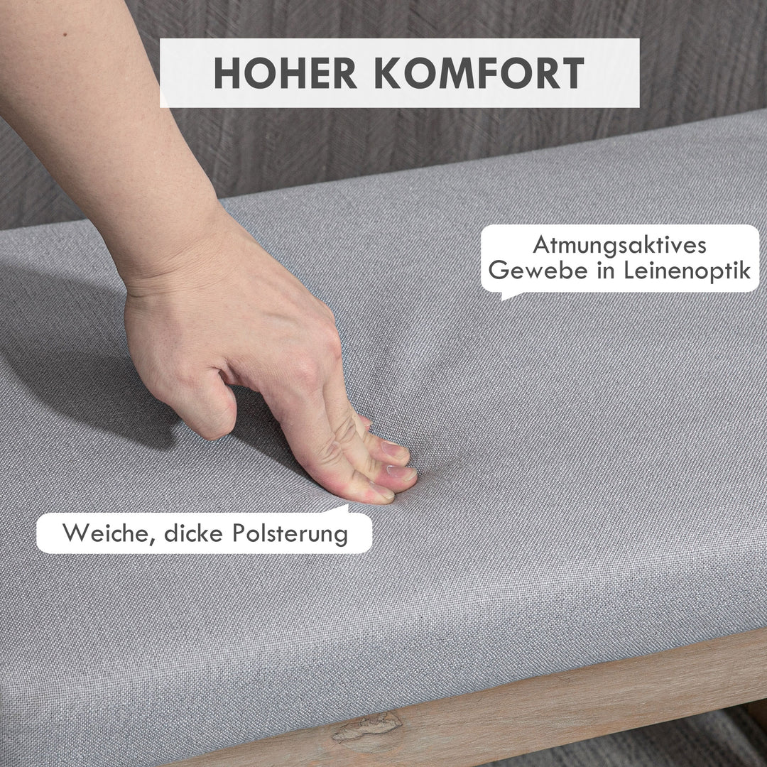 Fodskammel i skandinavisk design, sædeskammel, fodskammel, 68 cm x 38 cm x 42 cm, grå + natur