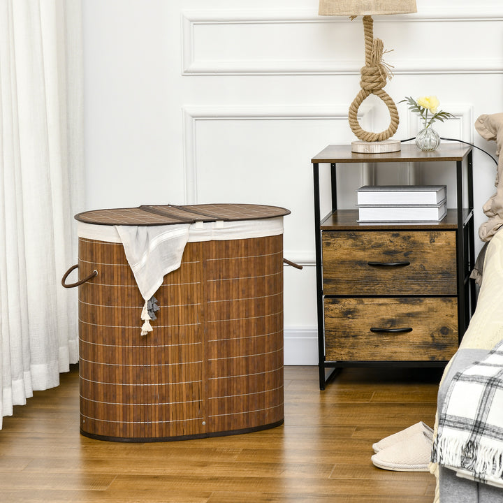 Vasketøjskurv, 100l kapacitet, aftageligt låg, 38 cm x 38 cm x 57 cm, brun