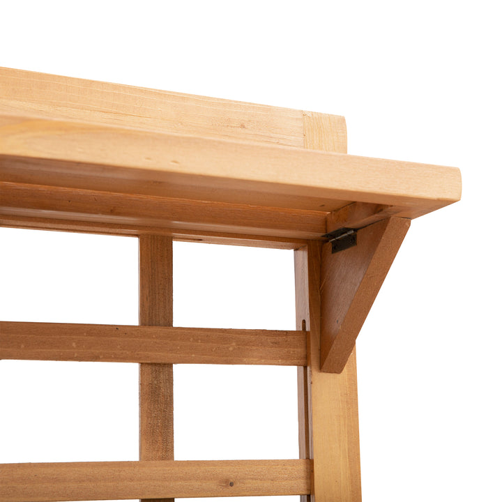 Højbed plantebord blomsterbord arbejdsbord havebord drivhus træ plantebord til have balkon, 105 x 40 x 135 cm, gran, ikke-vævet stof, brun