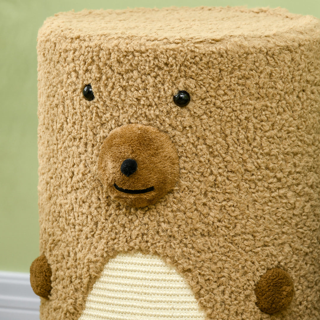 Kradsetønde designet af en bjørn med 2 kattehuler og 1 kradseområde, hvid + brun