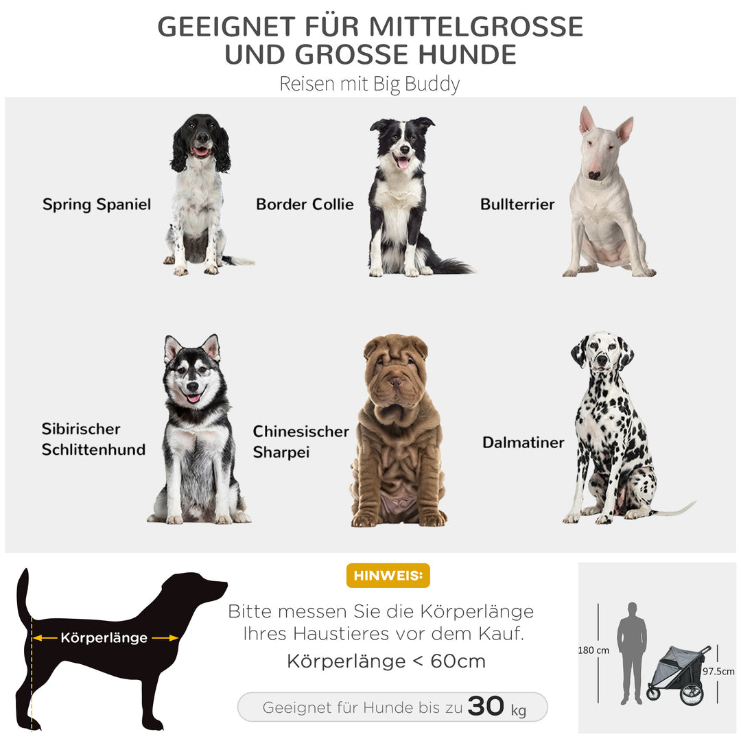 Hundevogn, foldbar, sammenklappelig, med liggepude, stålramme, grå/sort