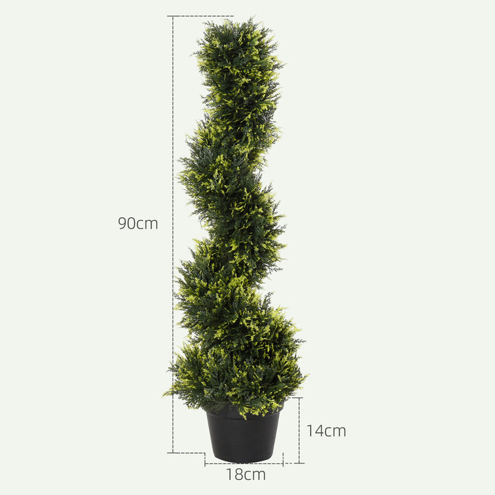 Kunstig spiralplante, spiralformet cedertræ med potte, 90 cm, kunstig cedertræ til udendørs og indendørs dekoration, grøn
