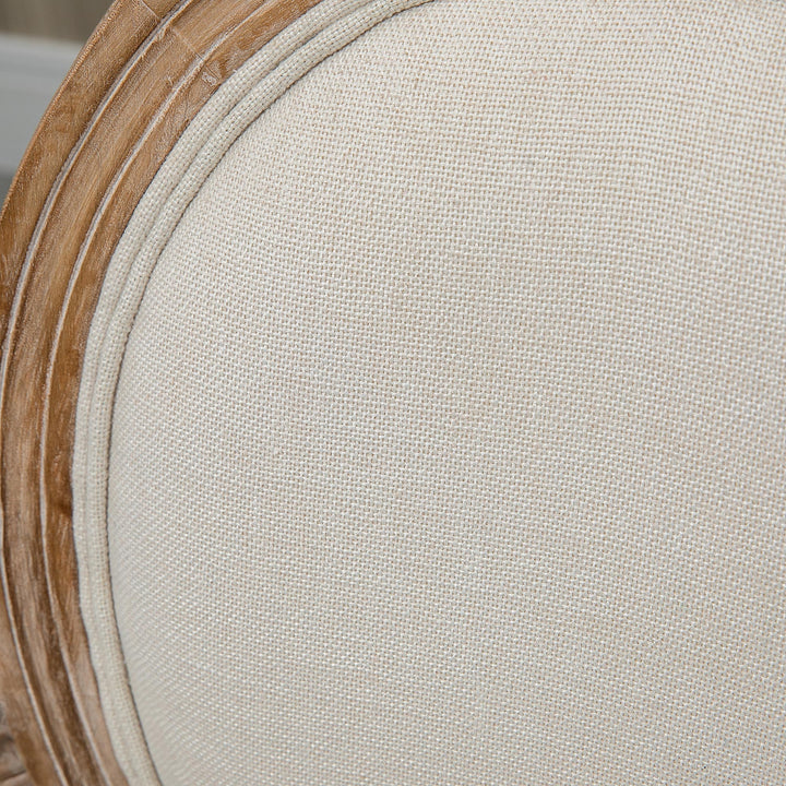 Køkkenstol i antik design med åndbart betræk i hørlook og stel i massivt træ, 56 x 54 x 96 cm, cremehvid