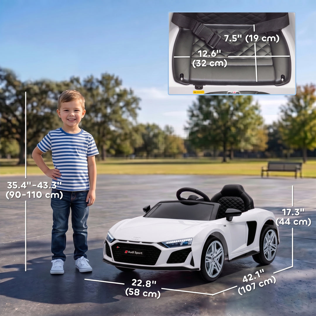 Elbil til børn Audi R8 12V fjernbetjening til børnebil hvid