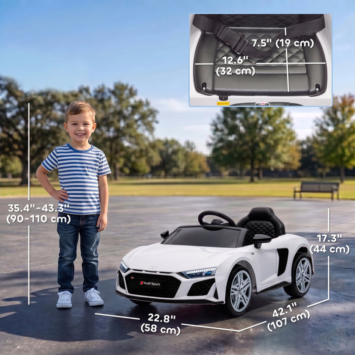Elbil til børn Audi R8 12V fjernbetjening til børnebil hvid