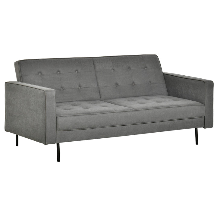 Sovesofa 3-personers sovesofa stofsofa sofa med sovefunktion sovesofa med justerbar vinkel vintage eukalyptustræ bomuld grå