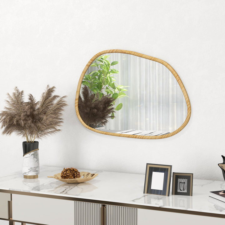 Vægspejl dekorativt spejl, vintage design, 80 cm x 2,1 cm x 60 cm, massivt træ, naturlig