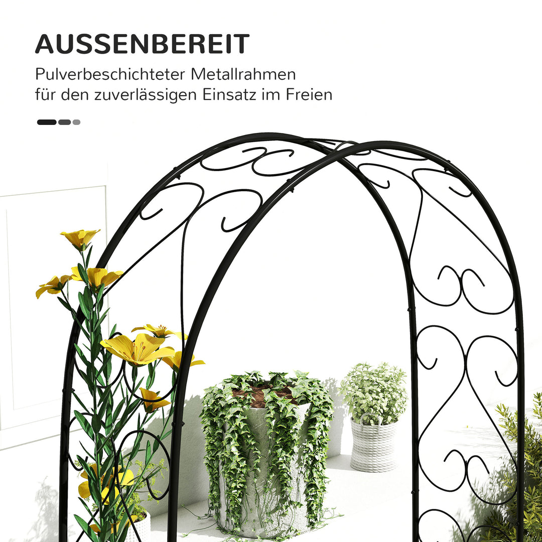 Rogenbogen havebue, vintage design, 125 x 37 x 230 cm, sort