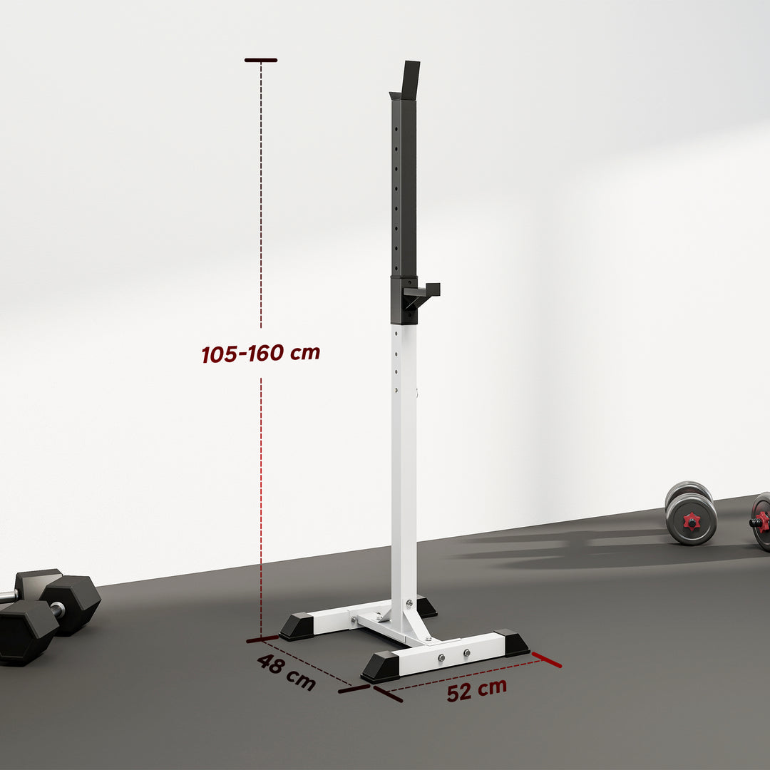 Vægtstangstativ, sæt med 2, lasteevne op til 150 kg, højdejusterbar, stål, hvid+sort, 52 x 48 x 160 cm