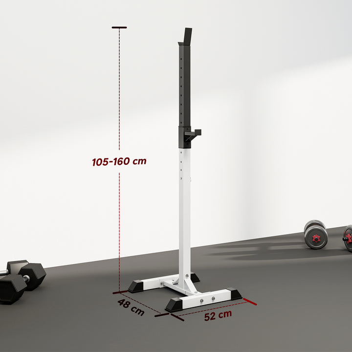 Vægtstangstativ, sæt med 2, lasteevne op til 150 kg, højdejusterbar, stål, hvid+sort, 52 x 48 x 160 cm