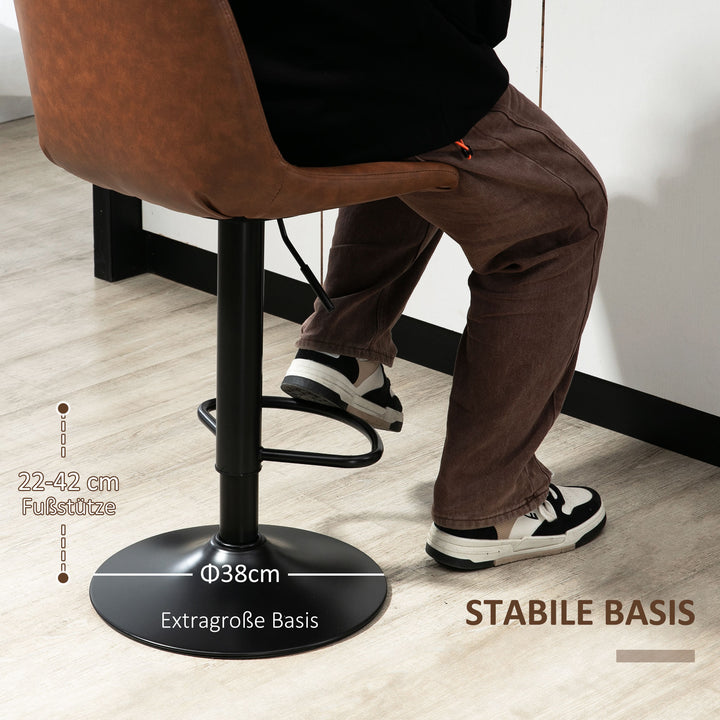 Barstolsæt med 2 i retrodesign, med fodstøtte, højdejusterbar, 43 cm x 49,5 cm x 111 cm