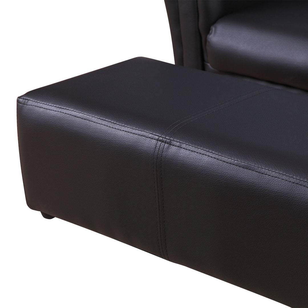 Børnelænestol med fodskammel, børnesofa med fodskammel, børnesofa, sofalænestol, sort, 83 x 42 x 41 cm