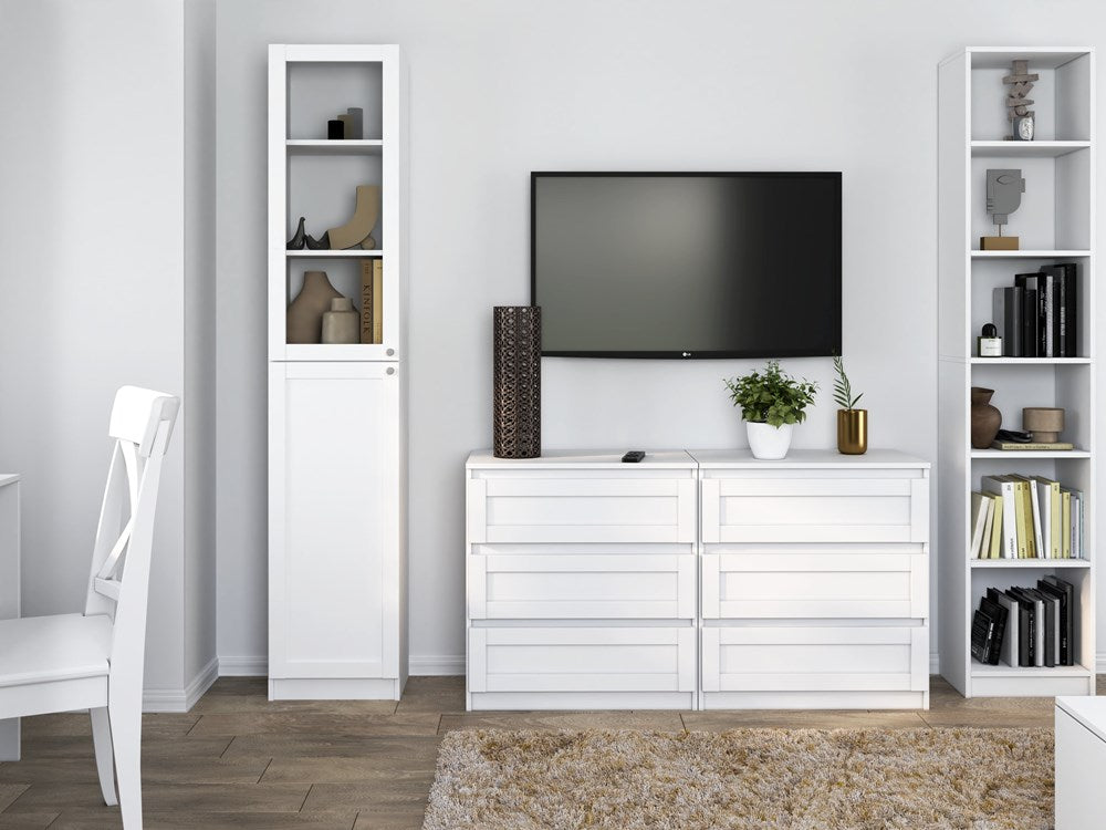 Elegant vitrineskab, Dybde: 31 cm,  Bredde: 40 cm , Højde: 200 cm, hvid