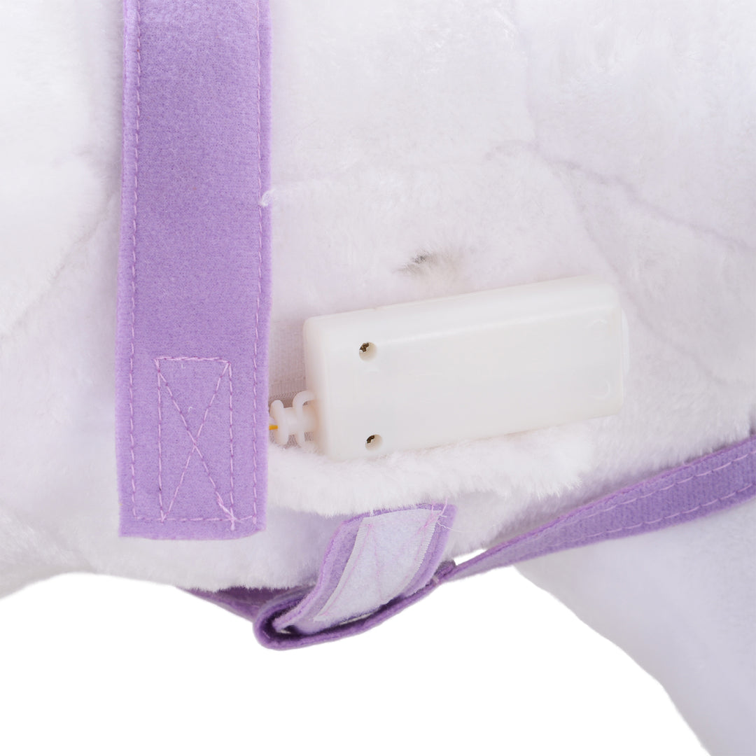 Ridehest på hjul legetøjsheste ridedyr vrinskende plys lilla 55 x 23 x 60 cm