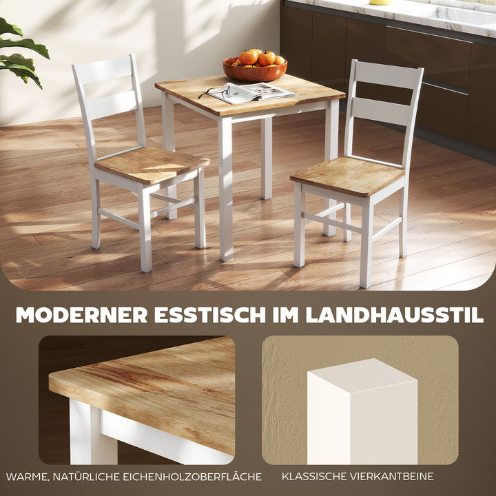 Spisebord lavet af gummitræ, til op til 4 personer, naturtræ