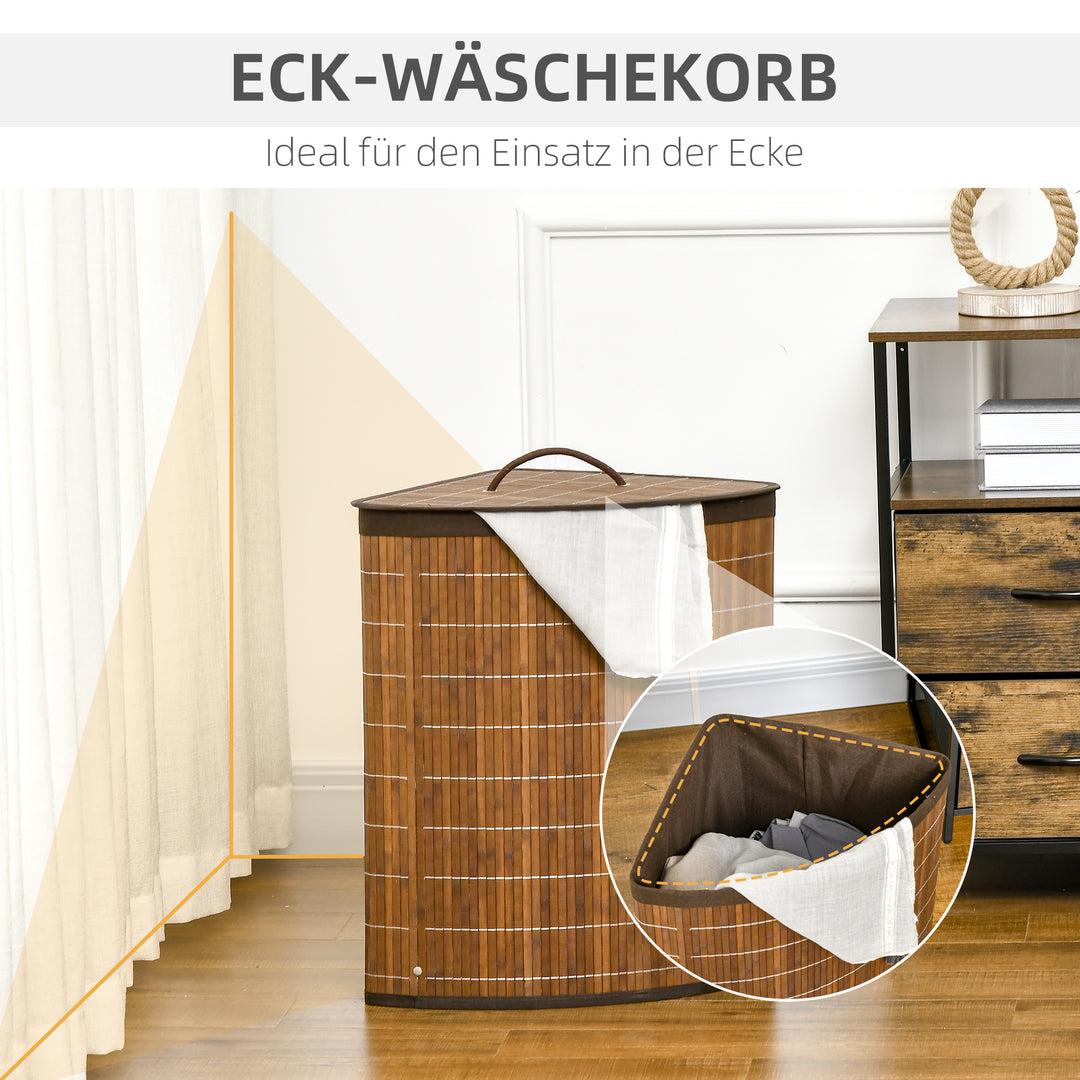 Vasketøjskurv, 55l kapacitet, aftageligt låg, 38 cm x 38 cm x 57 cm, brun
