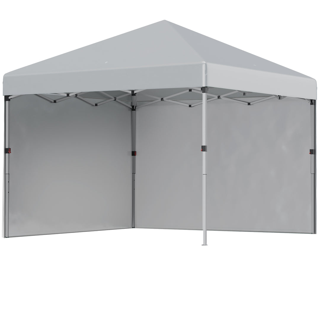 Foldbar pavillon, to sidepaneler, bæretaske, stålramme, lysegrå, 3 x 3 x 2,7 m