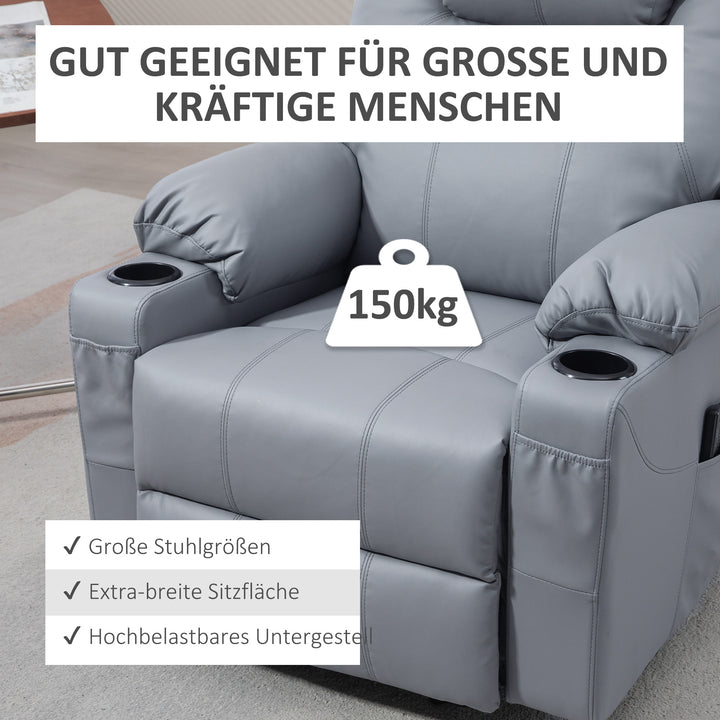 Massagestol stand-up aid seniorstol, 8 massagetilstande, lænelæn, 88 cm x 99 cm x 106 cm, grå