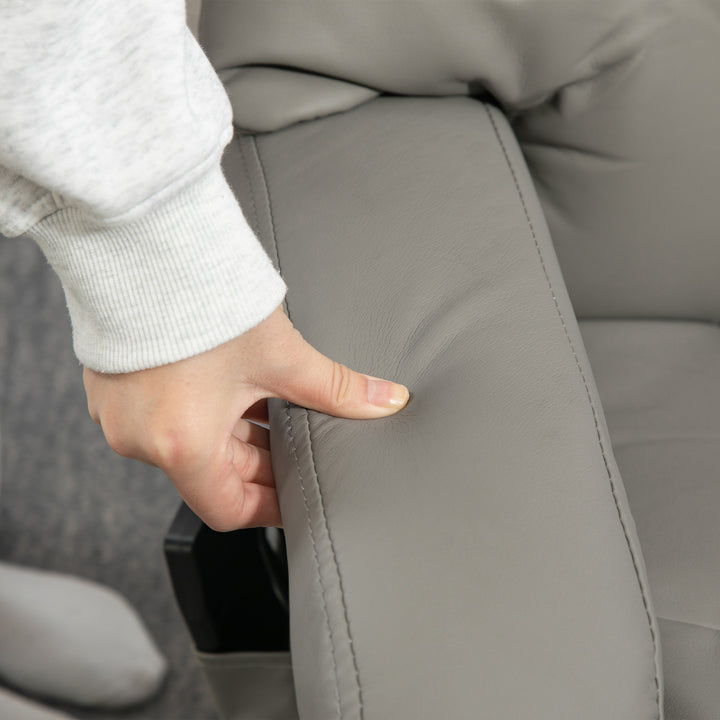 Lænestol med massagefunktion og tv-stol med sidelomme, kunstlæder, grå