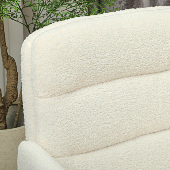 Mobil kontorstol med stofbetræk, armlæn, 5 hjul, drejefunktion, cremehvid