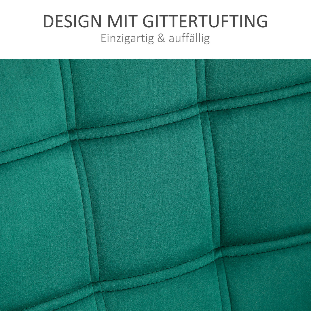 Polstret lænestol, accentstol, skandinavisk design, fløjlslook, op til 120 kg, ben af gummitræ, grøn