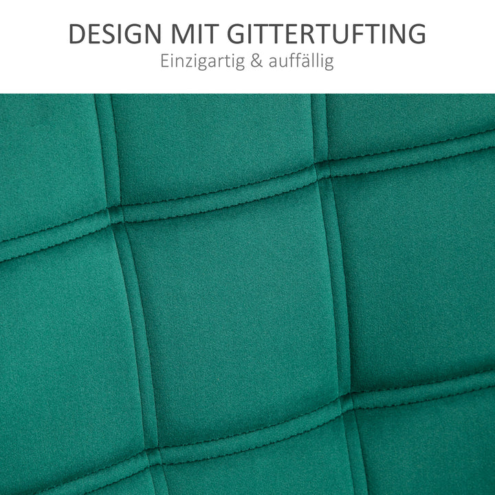 Polstret lænestol, accentstol, skandinavisk design, fløjlslook, op til 120 kg, ben af gummitræ, grøn