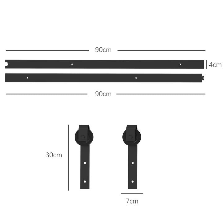 Skydedørssæt, stille og jævn, til træ- og cementvægge, 183 cm, stål, sort