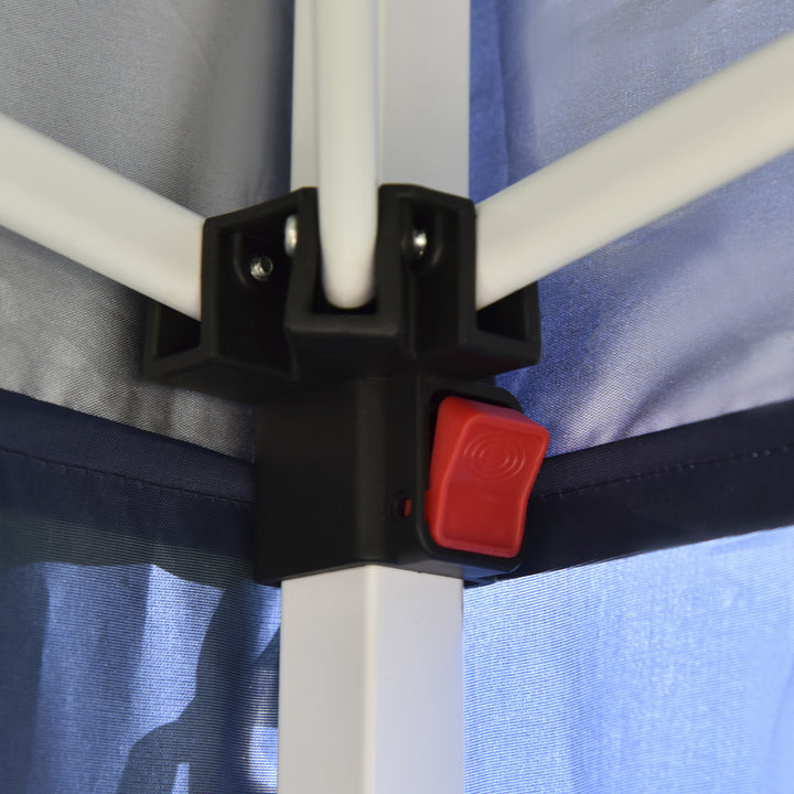 Pop-up-pavillon, øltelt, 4 aftagelige sidevægge, 2 vinduer, metalramme, 2 x 2m, blå