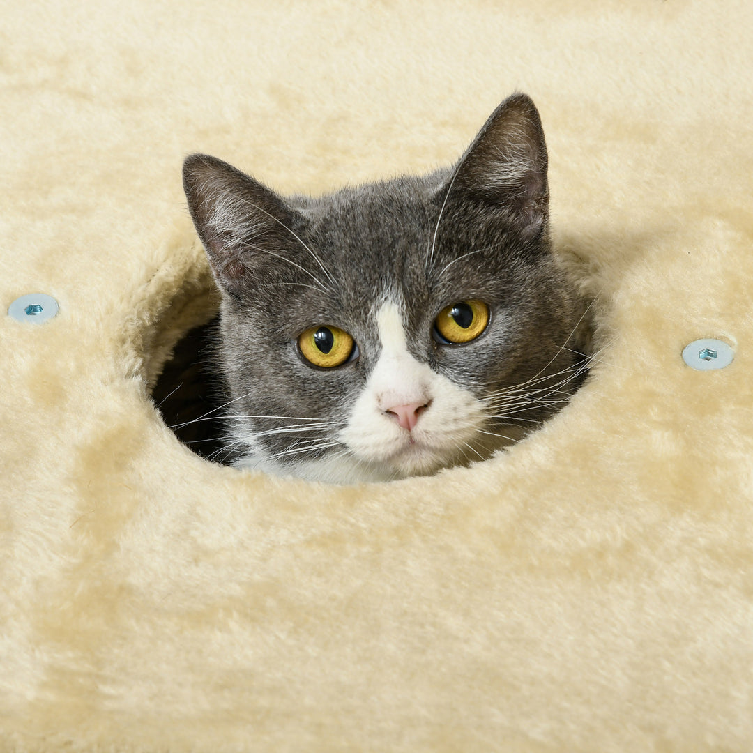 Kradsetræ med kattehule, liggeplads, legebold, 45x40x74cm, beige