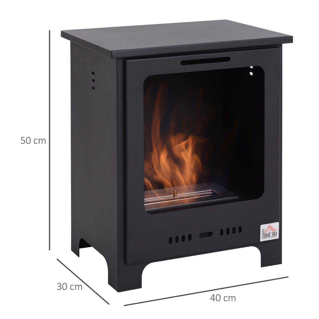 HOMCOM Bioethanol Pejs 0,9 L Ethanolbrænder, 3 timers brændetid, Røgfri indendørs pejs, Metal, 40 x 30 x 50 cm, Bordpejs til stue og soveværelse