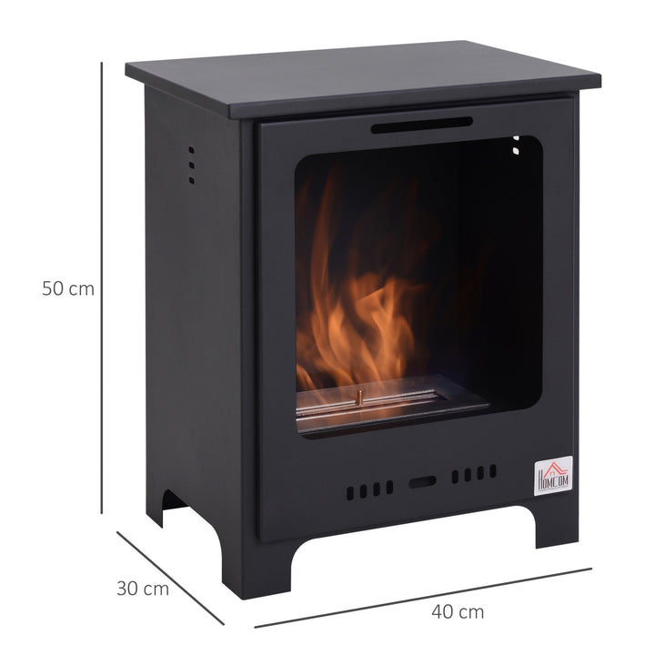 HOMCOM Bioethanol Pejs 0,9 L Ethanolbrænder, 3 timers brændetid, Røgfri indendørs pejs, Metal, 40 x 30 x 50 cm, Bordpejs til stue og soveværelse