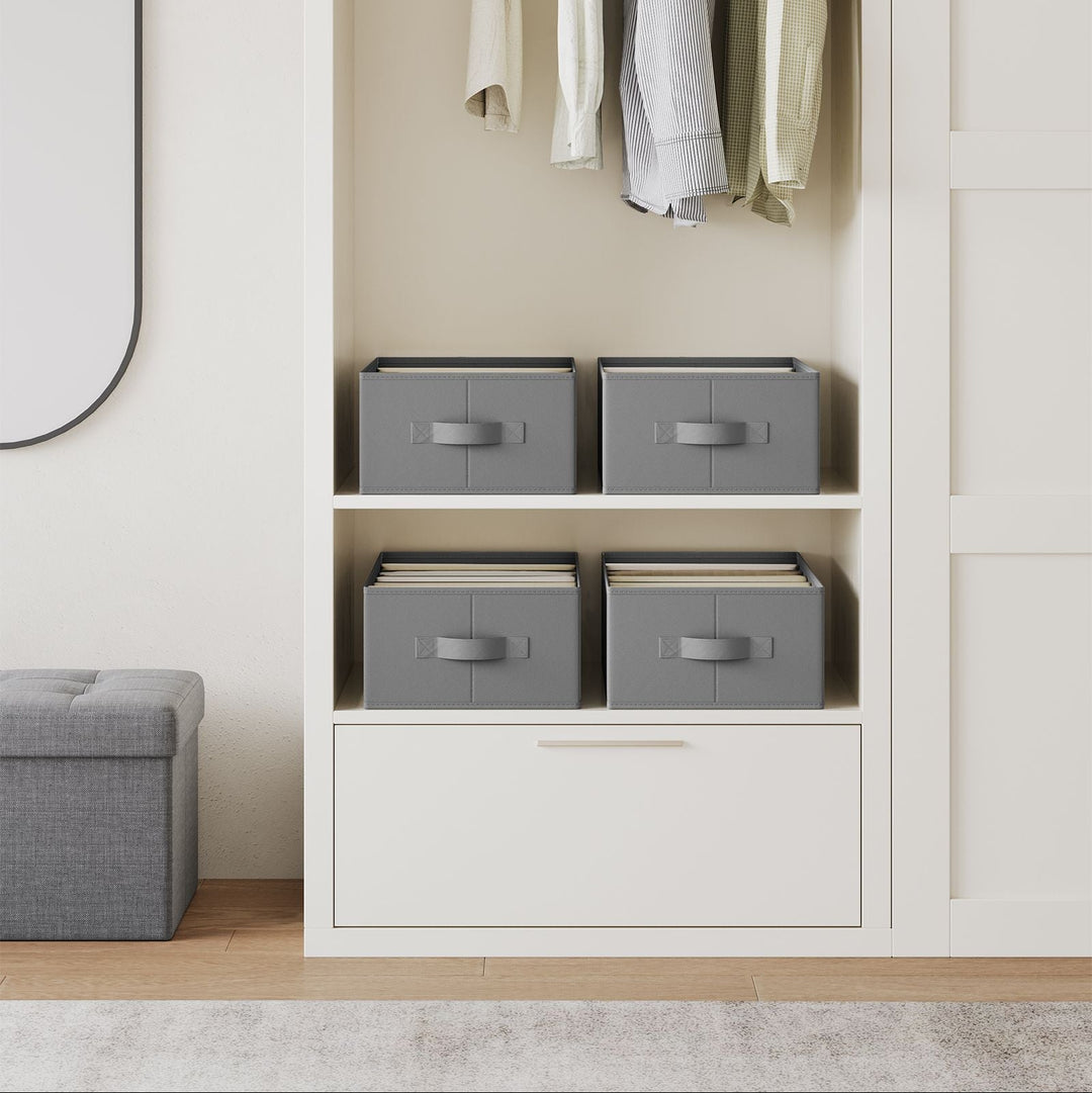 Sæt med 4 skuffeorganisatorer, hver med 6 rummelige rum til opbevaring i klædeskabe, mål pr. organizer: 42 x 30 x 17 cm, duegrå