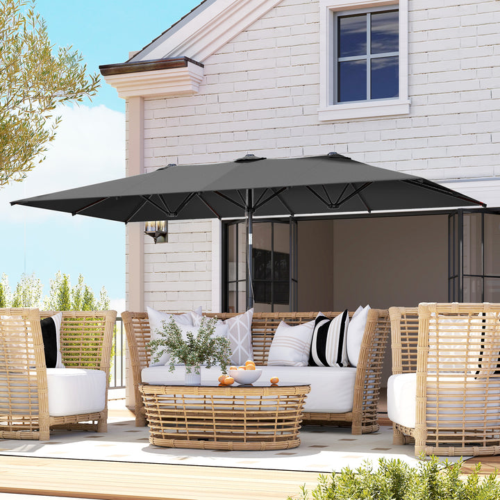 Stor parasol, højdejusterbar, vipbar, 150x295x170-214 cm, grå