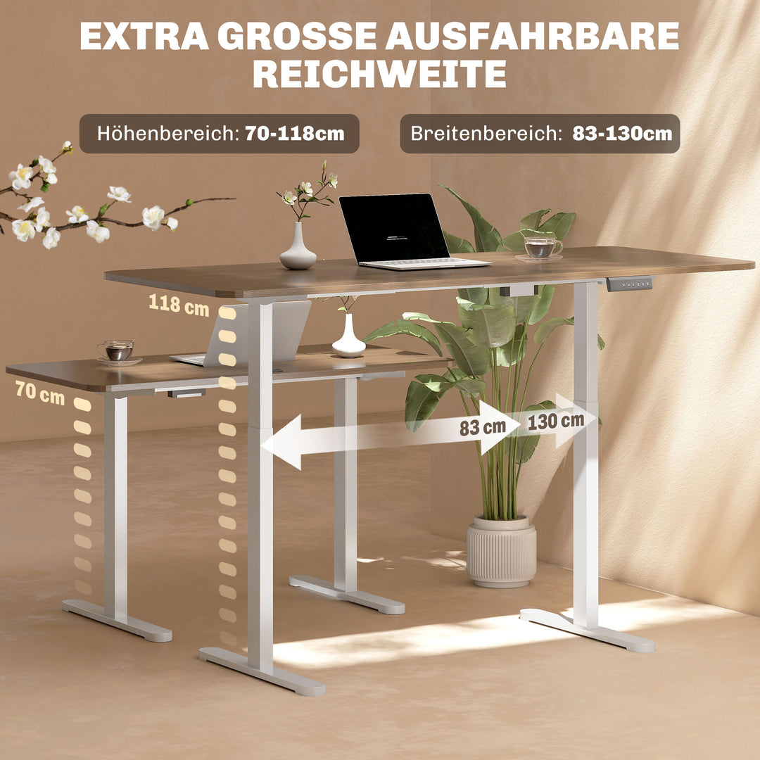 Elektrisk skrivebordsstel, højdejusterbart, med hukommelsesfunktion, stål, hvid