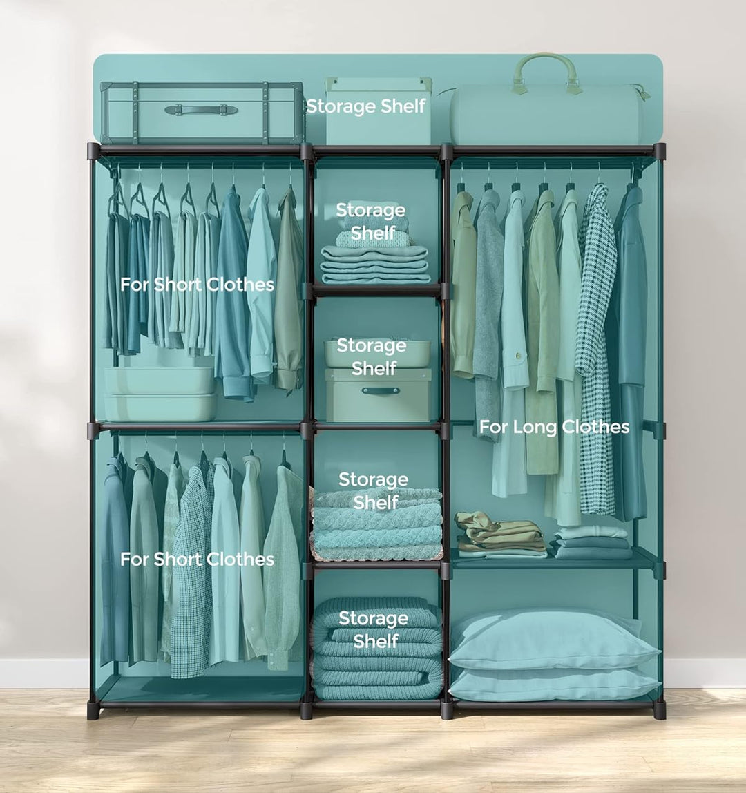 Bærbart åbent klædeskab, sort, mål 43 x 182 x 182 cm