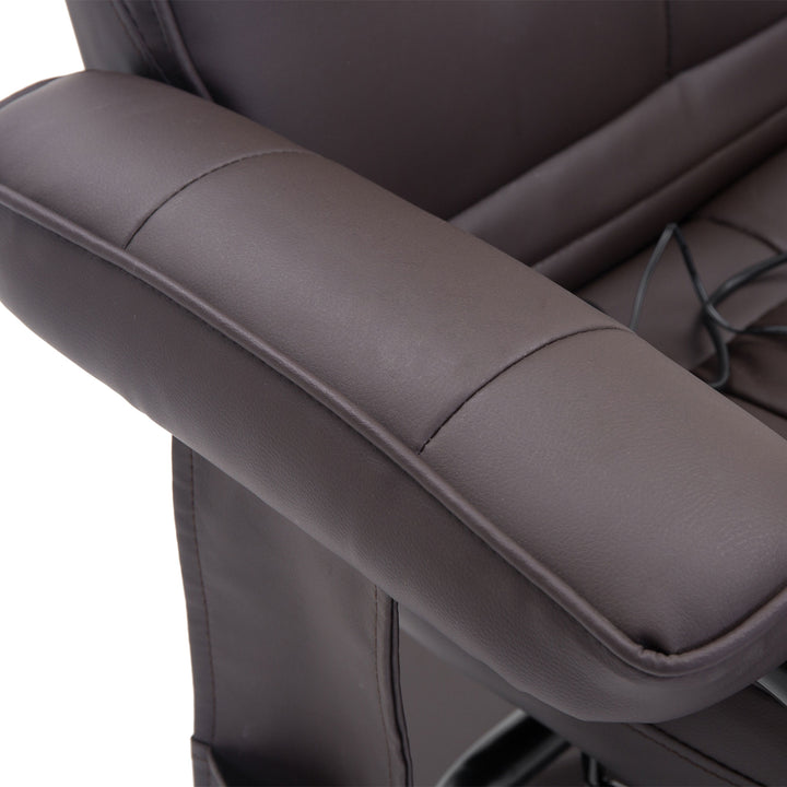 Massagestol med lænestol, inklusive fodskammel, 10 vibrationspunkter, 1 fjernbetjening; 77 cm x 84 cm x 95 cm, brun