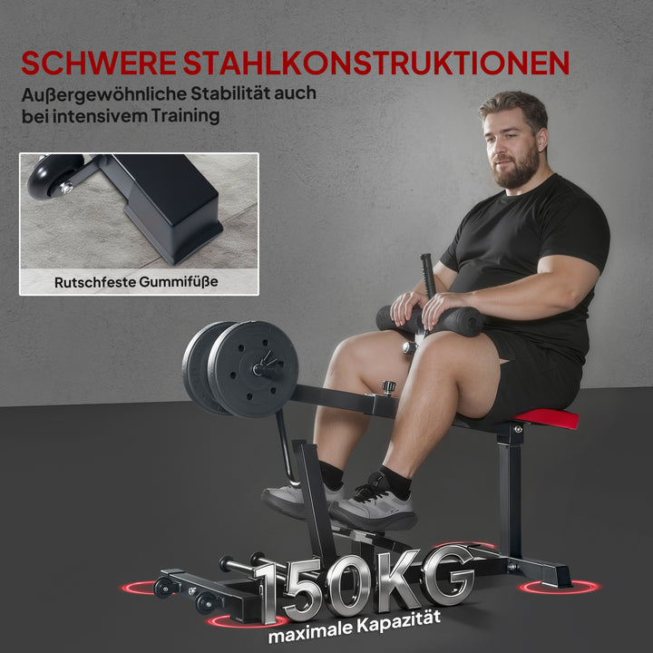 Bentræningsbænk, lægløftemaskine, med hjul, sportsudstyr til hjemmefitnessøvelser, stål, sort
